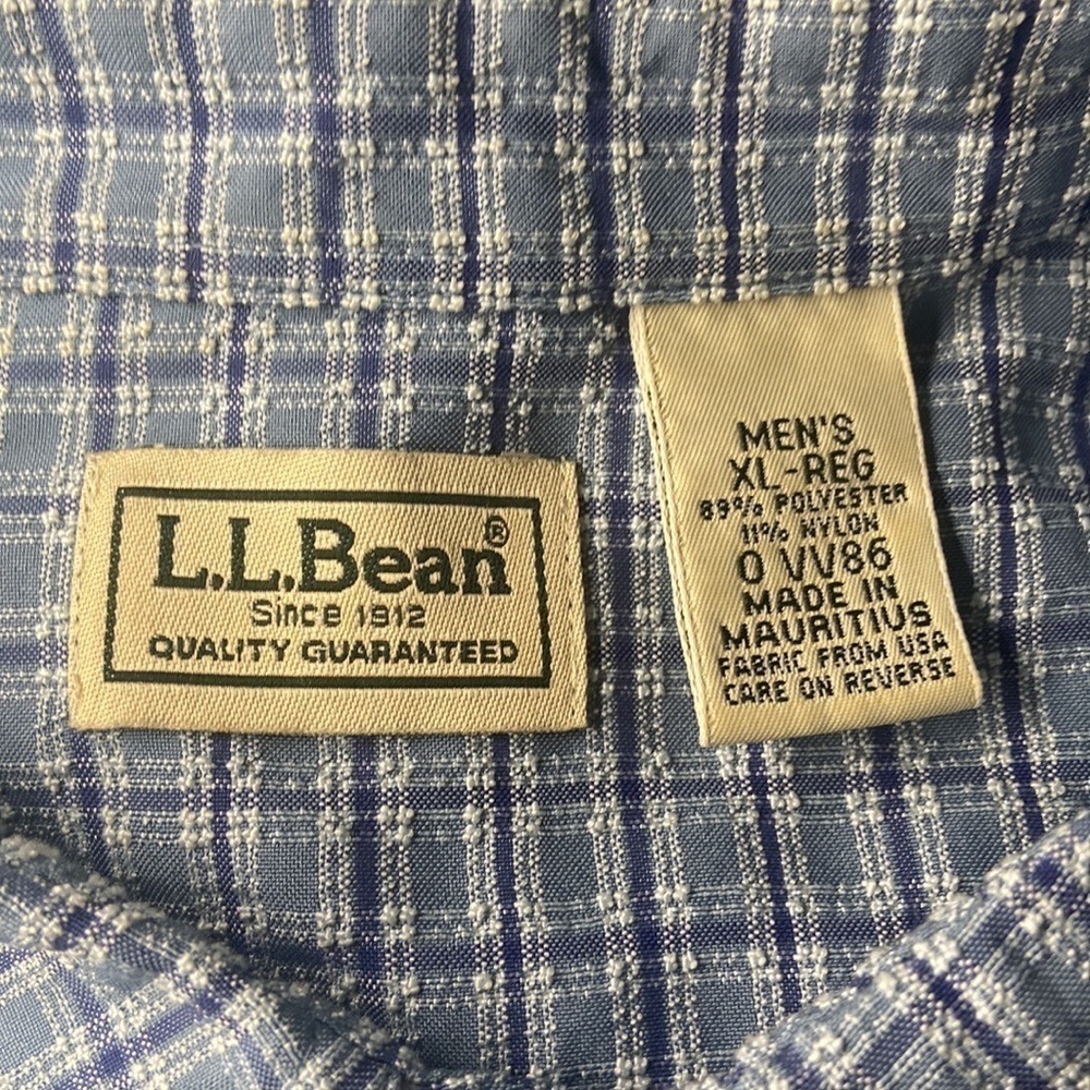 L.L.Bean Long Sleeve Shirt Blue Check XL Regular - Picture 5 of 6